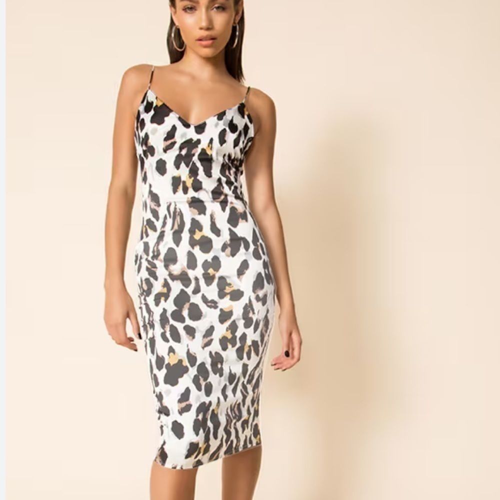 SUPERDOWN: animal print midi dress -Size XS